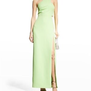 NWT Aidan Mattox One-Shoulder Green Gown